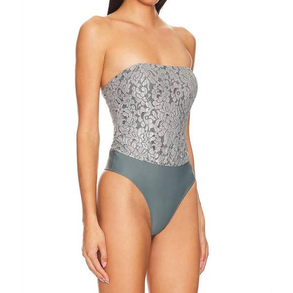 NEW CAMI NYC reina metallic bodysuit in silver - Picture 2 of 4